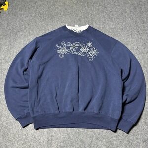 VTG Y2K Endless Designs Rhinestone Snow Flake Grandma Sweater Womens M Retro